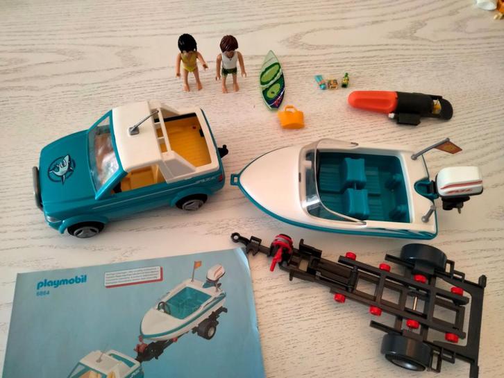 Playmobil 6864 pick-up met speedboot, Kinderen en Baby's, Speelgoed | Playmobil, Zo goed als nieuw, Complete set, Ophalen of Verzenden