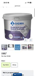 Ongeopende Sigma muurverf interieur mat RAL9010 10 liter, Doe-het-zelf en Bouw, Verf, Beits en Lak, Ophalen, Wit, Nieuw, Verf