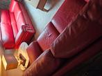 Ruime 2 en 3 zit rood lederen zetel cuir nr 1, Huis en Inrichting, Zetels | Zetels, Ophalen, Zo goed als nieuw