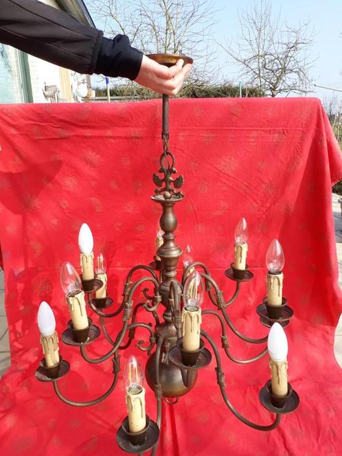 oude antieke luster, Huis en Inrichting, Lampen | Kroonluchters, Gebruikt, Metaal, Ophalen