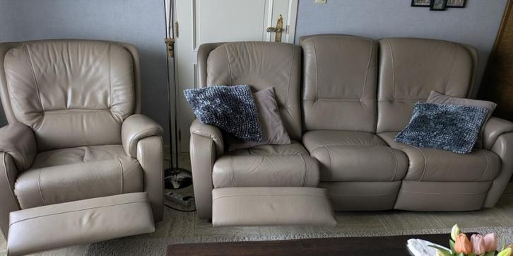 Mooie Lederen Salon Mecam, Huis en Inrichting, Zetels | Zetels, Gebruikt, Rechte bank, Overige maten, 200 tot 250 cm, 75 tot 100 cm