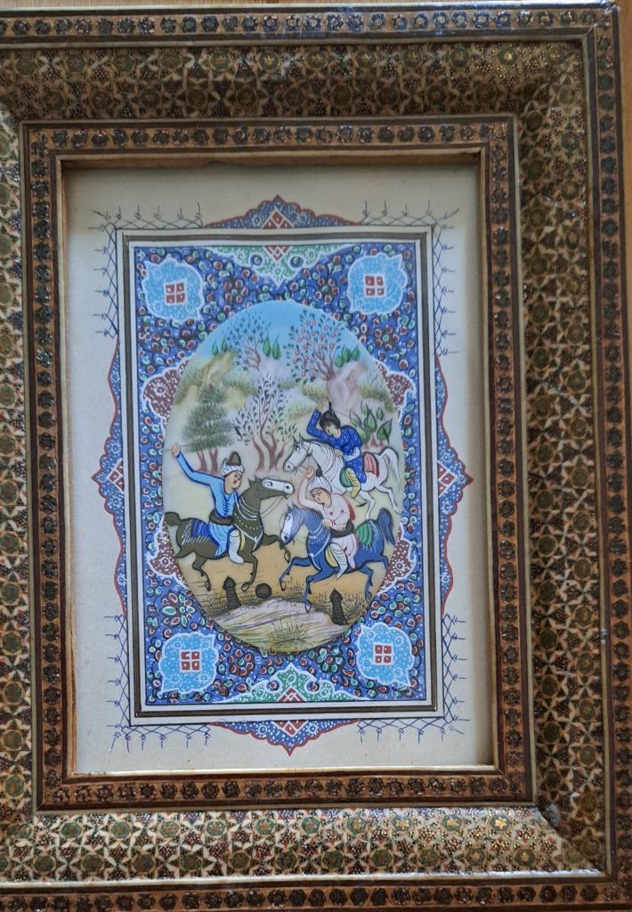 Perzisch miniatuur van jachtpartij, Antiek en Kunst, Kunst | Niet-Westerse kunst, Ophalen