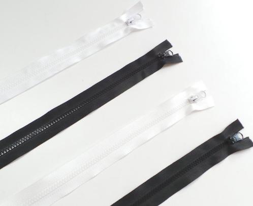 Promo! 522) 4 Deelbare ritsen wit / zwart 60cm lang, Hobby en Vrije tijd, Naaien en Fournituren, Nieuw, Rits of Sluiting, Ophalen of Verzenden