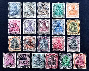 Deutsches Reich: 21X Germania zegels 1902-1920 beschikbaar voor biedingen