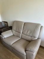 Lederen 2-zit beige en relax, Ophalen, Gebruikt, Tweepersoons, Rechte bank