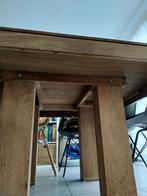 Prachtige robuuste eettafel in hout 140*140*77cm, Huis en Inrichting, Ophalen, Gebruikt, Vierkant, Vijf personen of meer