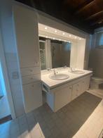 Dubbele lavabo + meubel + spiegel + spotjes, Huis en Inrichting, Badkamer | Complete badkamers, Ophalen, Gebruikt