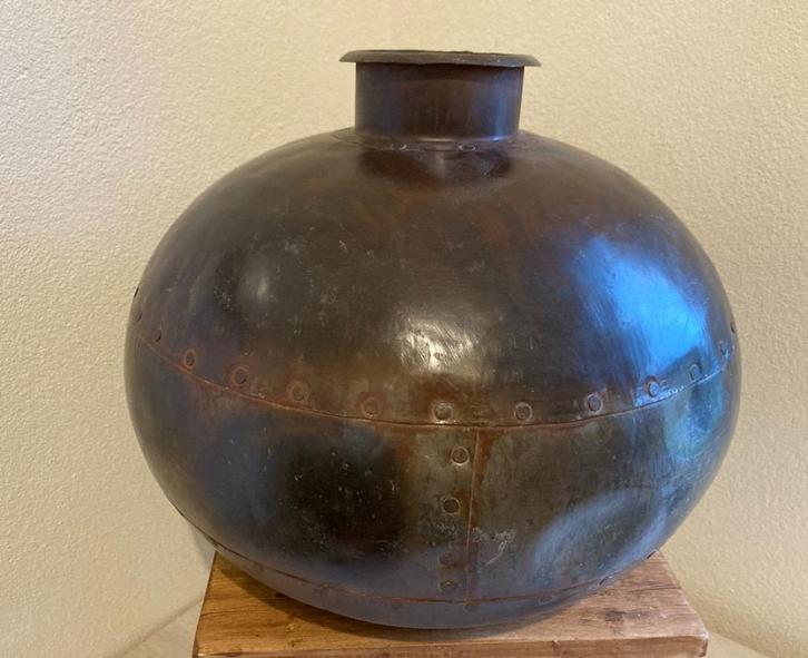 BOL KRUIK KRUIKVAAS METAAL OUD DECO DIA 37 cm NIEUW, Antiek en Kunst, Antiek | Woonaccessoires, Ophalen of Verzenden