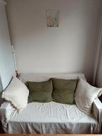 Set van 4 kussens met hoezen + bankhoes, Ophalen, Zo goed als nieuw, Beige, Vierkant
