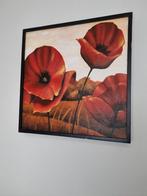 Klaproos verf op doek 63/63 cm, Huis en Inrichting, Ophalen, Zo goed als nieuw