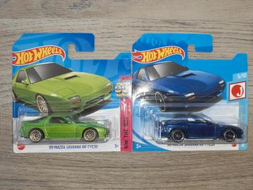 2x Hot Wheels '89 Mazda Savanna RX-7 FC35, Hobby en Vrije tijd, Ophalen of Verzenden, Zo goed als nieuw, Auto