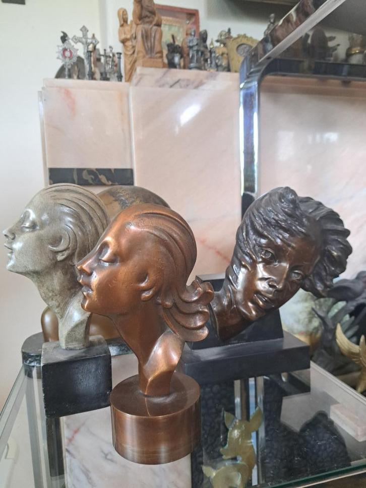 ArtDeco Foto Houder klok afrikaanse Buste vrouw Beelden Foto, Antiek en Kunst, Antiek | Klokken, Ophalen