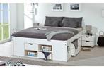 Massief grenen houten bed in Wit of Natuur met bedlades, Huis en Inrichting, Slaapkamer | Bedden, Verzenden, Wit, 200 cm, Modern