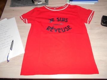 rood t shirt maat 152 je suis une reveuse