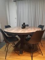 Ronde tafel met 6 stoelen, Huis en Inrichting, Tafels | Eettafels, Ophalen of Verzenden, Zo goed als nieuw