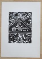 Houtsnede Frans Masereel: GOD ZIET ONS, Antiek en Kunst, Kunst | Etsen en Gravures, Verzenden