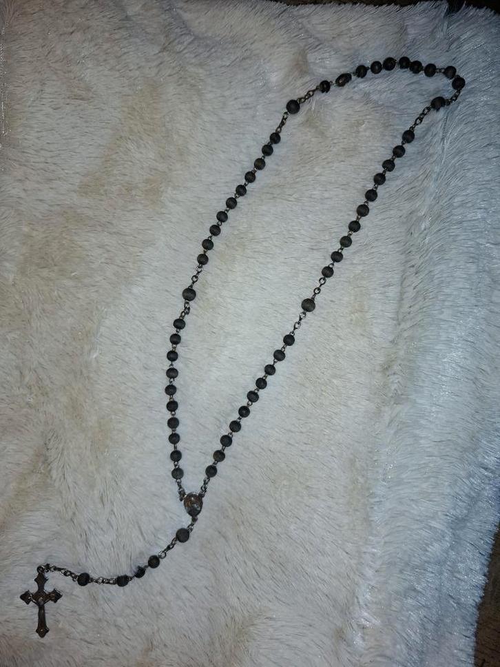 Oude zwarte paternoster, begin 1900, Antiek en Kunst, Antiek | Religieuze voorwerpen, Ophalen of Verzenden