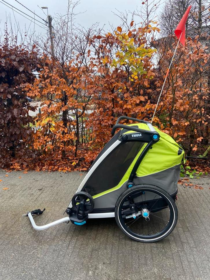 Thule Chariot Cab 2, Fietsen en Brommers, Fietsaccessoires | Aanhangwagens en Karren, Zo goed als nieuw, Kinderkar, Vering, Opvouwbaar