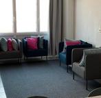 4 zetels en 4 bar  stoelen koop, Maison & Meubles, Enlèvement, Comme neuf, Quatre personnes ou plus, Tissus