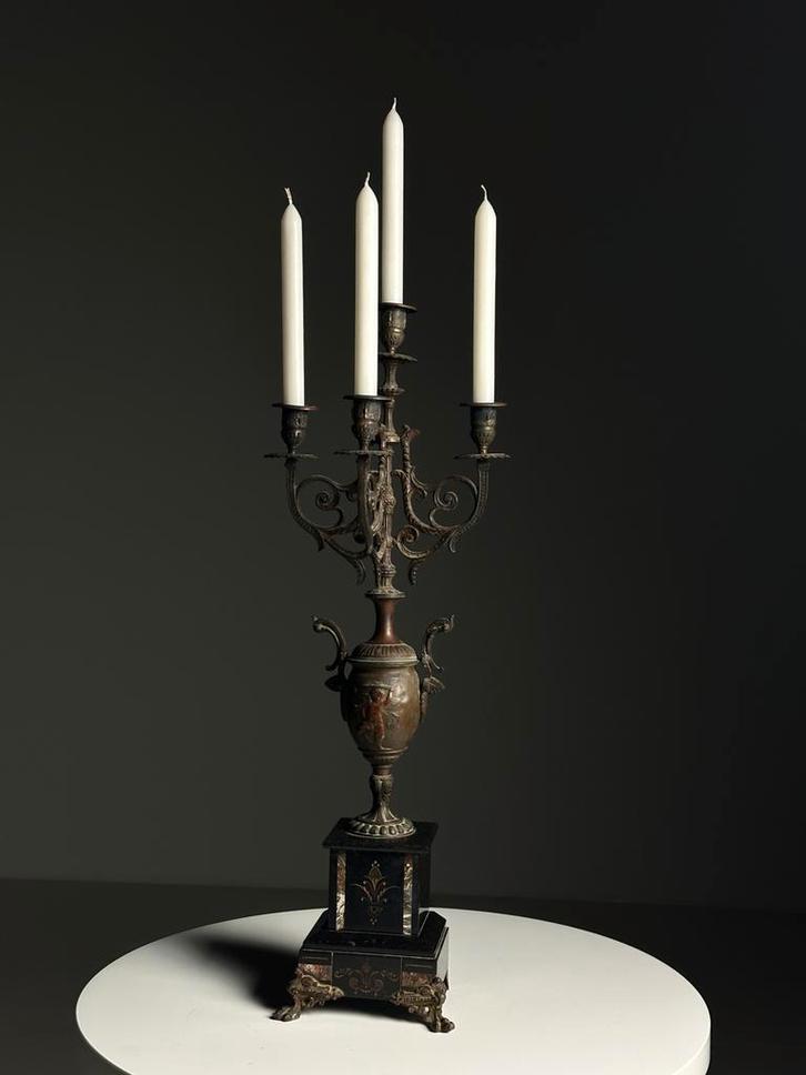 Set van twee grote antieke kandelaars H67 cm, Antiek en Kunst, Antiek | Kandelaars, Ophalen of Verzenden