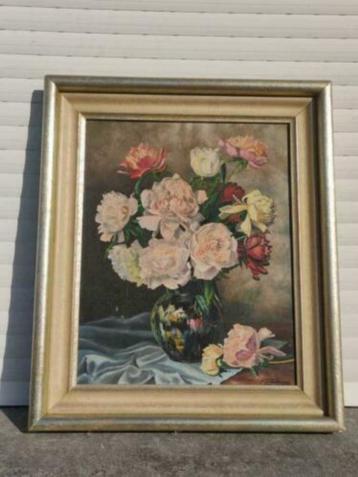 huile sur toile fleur signe f ongenaed beschikbaar voor biedingen