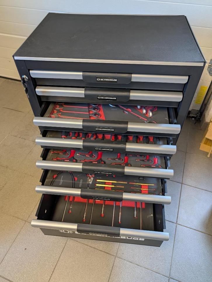 Werkplaatswagen met gereedschap (266 stuks), Doe-het-zelf en Bouw, Gereedschapskisten, Nieuw, Gevuld, Ophalen