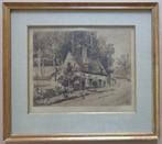ALFRED BASTIEN / HUIS VAN DE SCHILDER / ZW-W ETS / 36x40cm, Ophalen of Verzenden