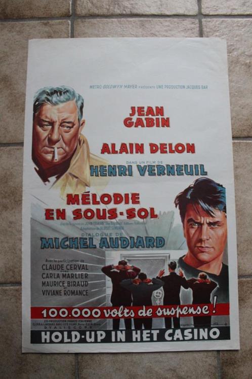 filmaffiche Alain Delon Mélodie en sous-sol 1963 filmposter, Verzamelen, Posters, Zo goed als nieuw, Film en Tv, A1 t/m A3, Rechthoekig Staand