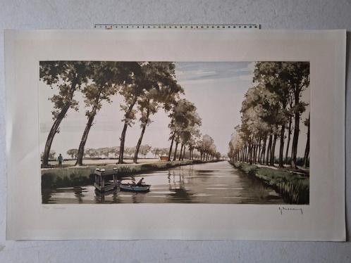 Fijne ets/aquatint Damme door Roger Hebbelinck, Antiek en Kunst, Kunst | Etsen en Gravures, Ophalen of Verzenden