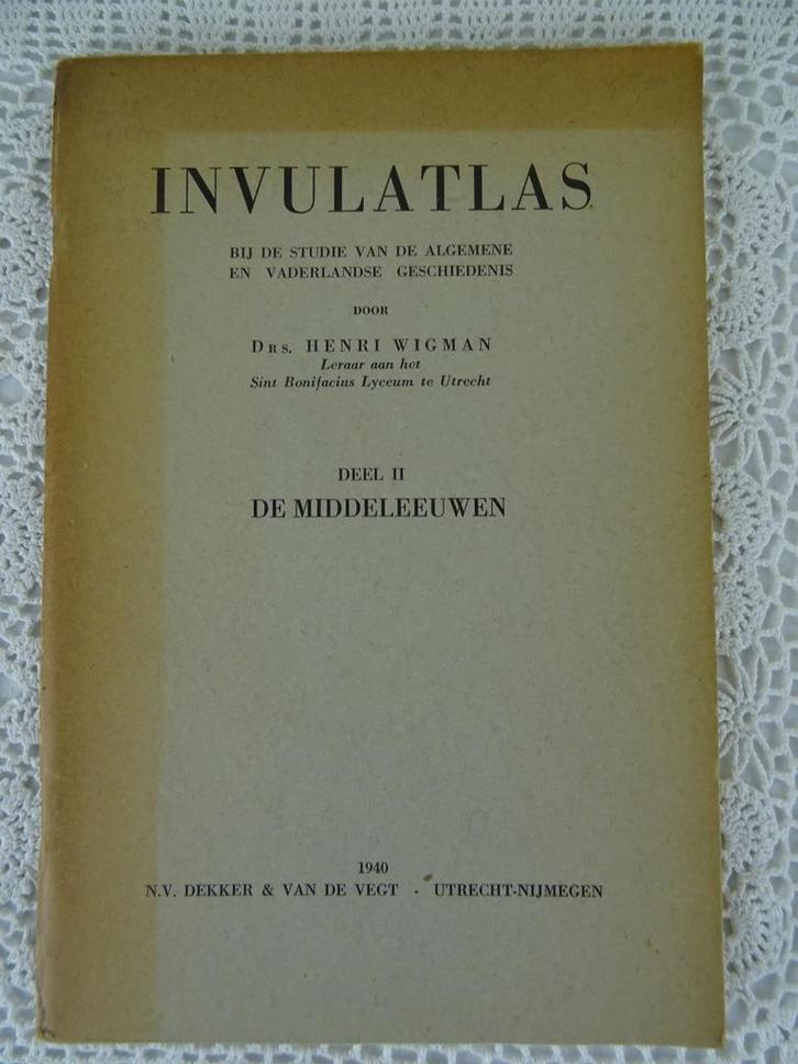 Antiek schoolboek Invulatlas door Henri Wigman curiosa kunst, Antiek en Kunst, Antiek | Boeken en Manuscripten, Ophalen of Verzenden