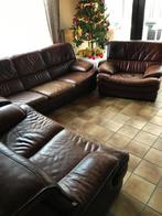 lederen salon (fauteuil-canapé-zetel-zitbank), Ophalen, Zo goed als nieuw, Leer