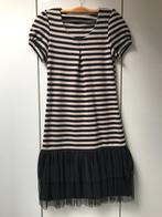 Zwart gestreepte jurk met tule - Maat 36, Kleding | Dames, Sans marque, Zwart, Ophalen of Verzenden, Zo goed als nieuw