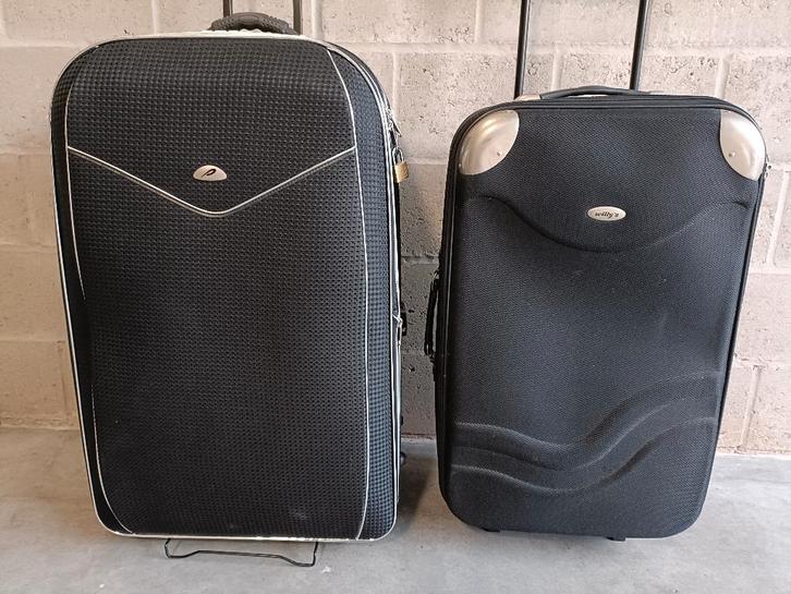 Valiezenset, Handtassen en Accessoires, Koffers, Gebruikt, Zacht kunststof, Uitschuifbare handgreep, Wieltjes, Ophalen