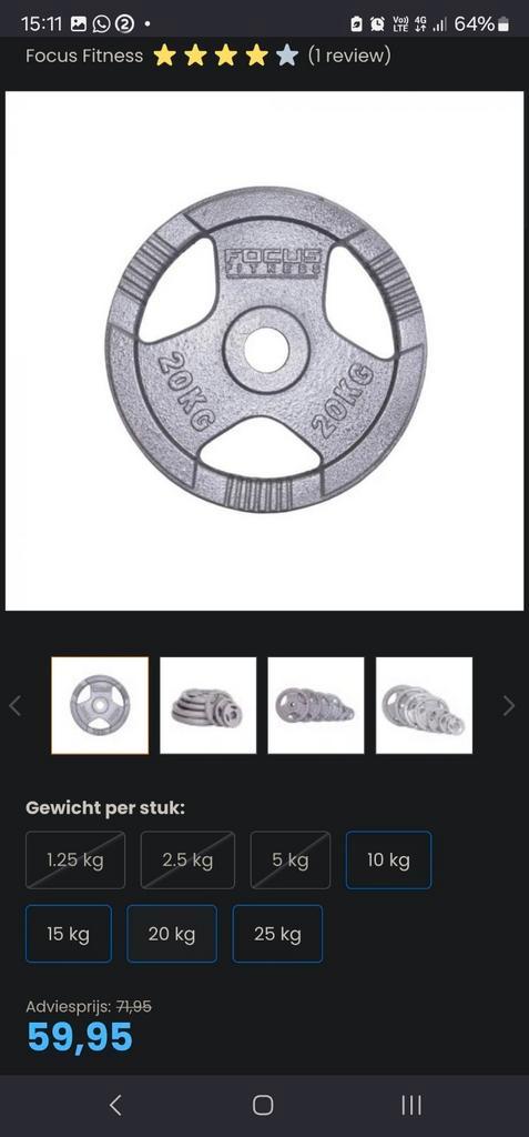 Halterstang met halters, Sport en Fitness, Fitnessapparatuur, Zo goed als nieuw, Ophalen