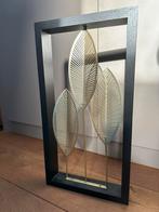 Moderne metalen decoratie – Zwart frame met gouden bladeren, Huis en Inrichting, Ophalen, Zo goed als nieuw