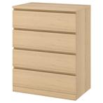 Ikea ladekast, Comme neuf, 3 ou 4 tiroirs, Chêne, Malm