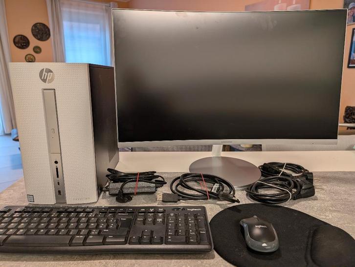 HP Pavilion Desktop 570-p009 / Samsung C27F591FFDU scherm, Informatique & Logiciels, Ordinateurs de bureau, Comme neuf, 4 Ghz ou plus