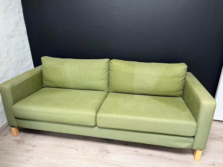 Groene zetel, Huis en Inrichting, Zetels | Zetels, Gebruikt, Rechte bank, Driepersoons, Stof, Ophalen