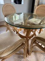 Rotan tafel + 4 stoelen, Huis en Inrichting, Ophalen, Gebruikt, 50 tot 100 cm, Rond