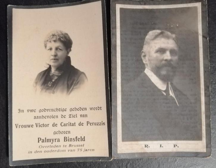 Echtpaar V. de Caritat de Peruzzis en P. Binsfeld ( adel ), Verzamelen, Bidprentjes en Rouwkaarten, Verzenden