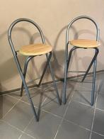 2 jolies Chaises Hautes ou Tabourets de Bar en Hêtre & Métal, Métal, 90 cm ou plus, Utilisé, 2 tabourets