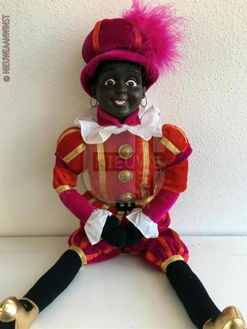 Authentieke V&D etalage zwarte Piet pop - 60cm, rood/roze beschikbaar voor biedingen