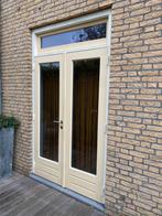 2x Hardhouten dubbel openslaande tuindeuren bxh 144x244cm, Deurkozijn, Zo goed als nieuw, Inclusief glas, 225 cm of meer