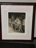 G. Langie: ets: 'De Hippies', Gentse kunstenaar, Ophalen of Verzenden