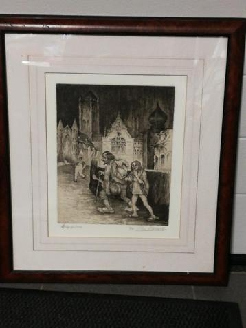 G. Langie: ets: 'De Hippies', Gentse kunstenaar beschikbaar voor biedingen