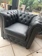 Zo goed als Nieuwe  zwarte leren chesterfield, Ophalen, Zo goed als nieuw