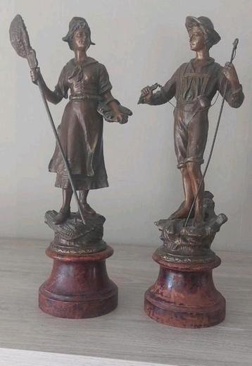 2 sculptures Art Nouveau (Adrian Etienne Gaudez ?), Enlèvement ou Envoi
