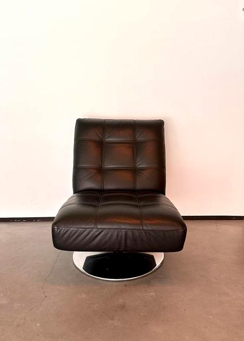 Fauteuil 1 place moderne en cuir noir., Maison & Meubles, Fauteuils, Comme neuf, Enlèvement