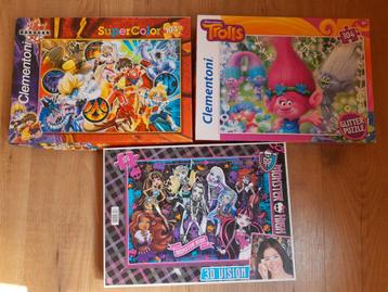 Puzzels 104 stuks Bakugan, glitter trolls en 3D Monster High beschikbaar voor biedingen