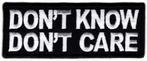 Don't know don't care stoffen opstrijk patch embleem, Motos, Accessoires | Autre, Neuf